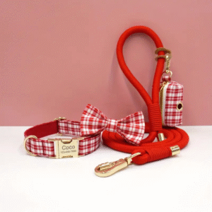 British Style Adjustable Dog Collar with Bow Tie