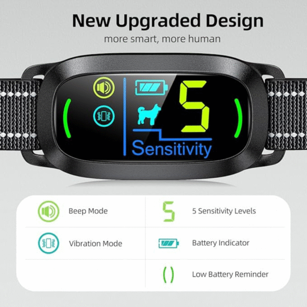 Dog Bark Collar for Large Medium Small Dogs, Rechargeable Smart Bark Collar, Anti Barking Training Collar with 5 Adjustable Sensitivity Beep Vibration (Black) - Image 4