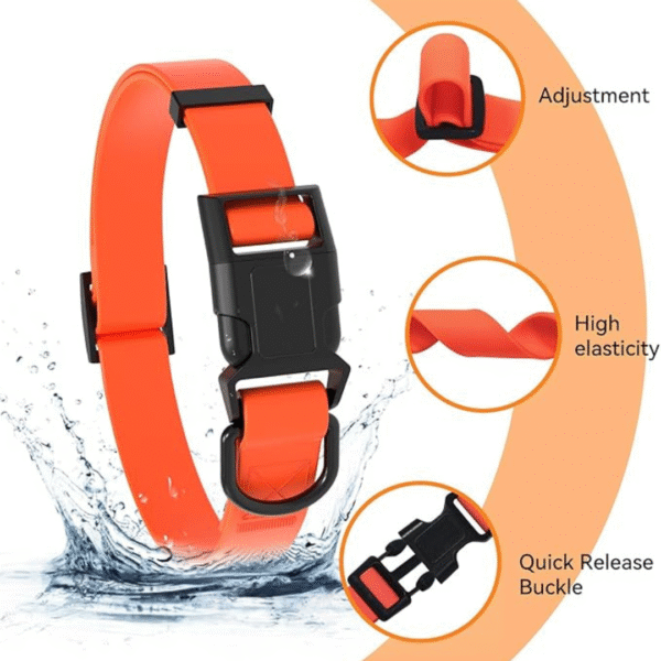 Waterproof Dog Collar, Easy to Clean Rubber Dog Collars with Quick Release Buckle Fits Small Medium or Large Dogs (Orange, M < 11.8-18.5 inch) - Image 2