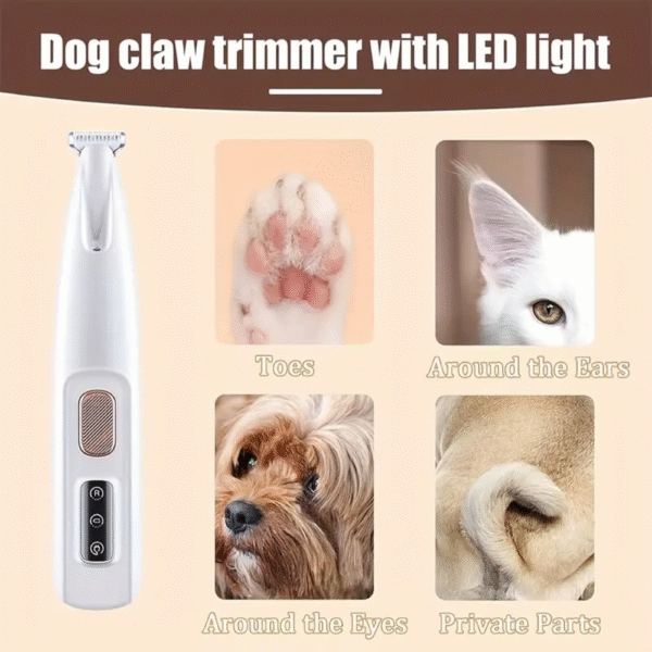 Dog Paw Trimmer – Cordless Electric Clippers with LED Light - Image 2