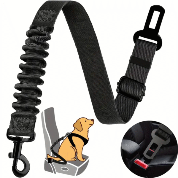Adjustable Dog Car Seat Belt Harness – Vehicle Safety Restraint for All Dogs