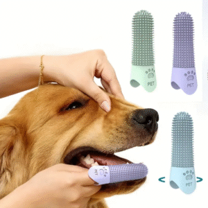 Silicone Pet Toothbrush – 360° Soft Bristle Finger Brush for Dogs & Cats