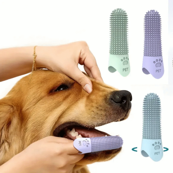 Silicone Pet Toothbrush – 360° Soft Bristle Finger Brush for Dogs & Cats
