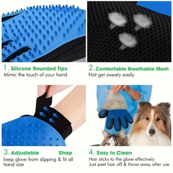 Pet Grooming Gloves for Dogs & Cats | Hair Removal & Bathing Brush - Image 3