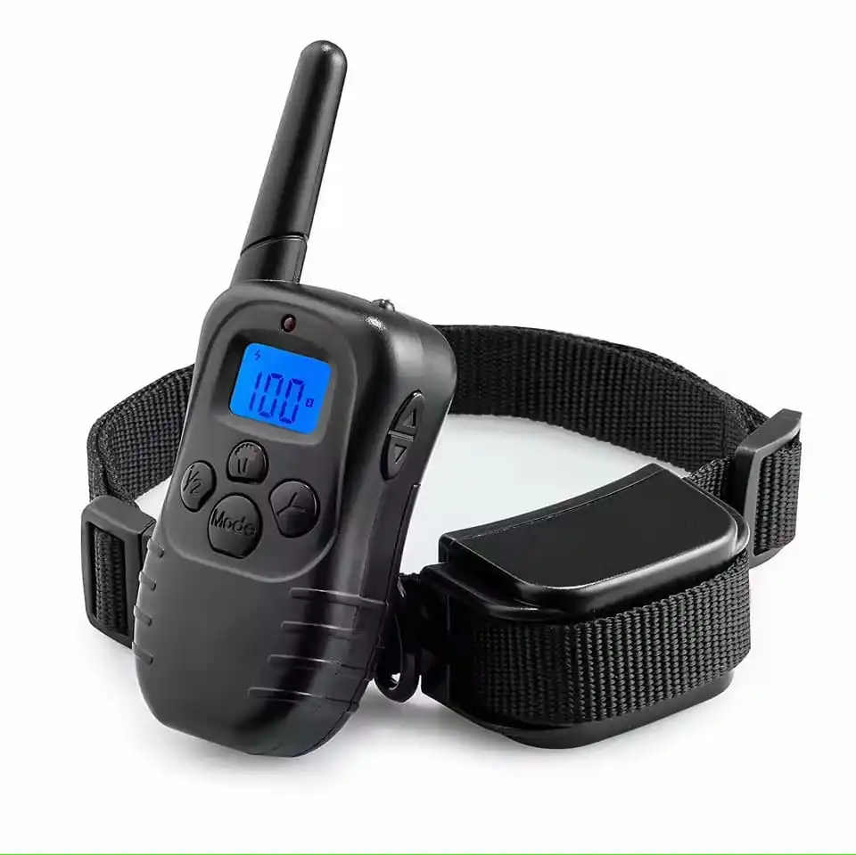 Black dog shock training collar with remote and LCD display